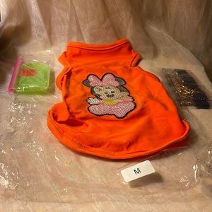 NWT-Baby mini mouse do it yourself kit jeweled dog tee shirt size M, Orange